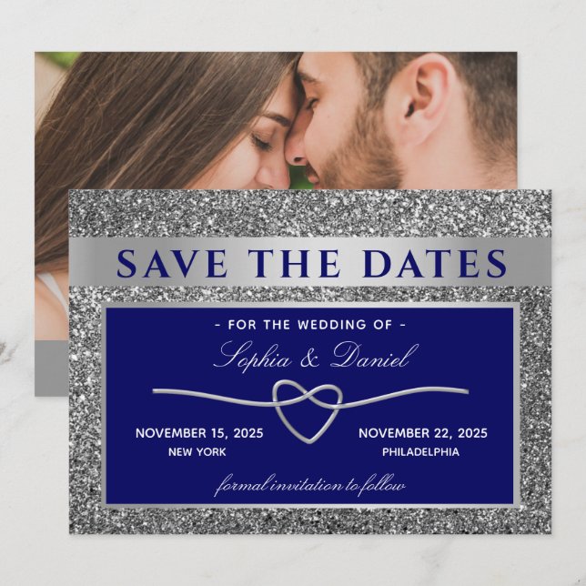 Save The Date Mariage Royal Bleu Enregistrer La Date (Devant / Derrière)