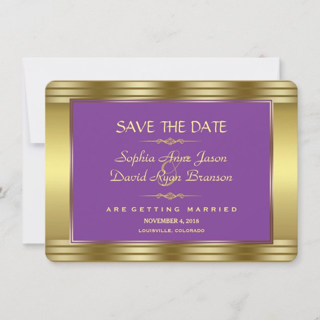 Save The Date Mariage royal violet or Enregistrer la date (Devant)