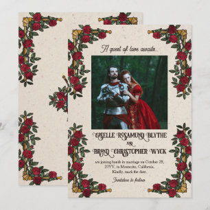 Save The Date Mariage RPG sur le thème des roses rouges Monogram