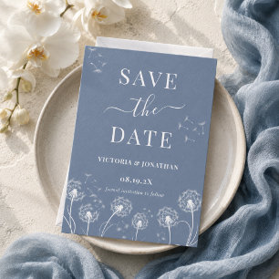 Save The Date Mariage rustique à fleur sauvage bleu poussiéreux