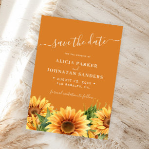 Save The Date Mariage rustique bohème orange rouille automne flo