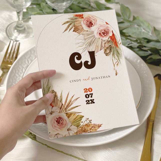 Save The Date Mariage rustique boho à l'herbe de Pampas (Créateur téléchargé)