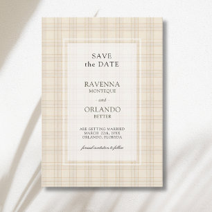 Save The Date Mariage rustique carreaux marron classique Cappucc