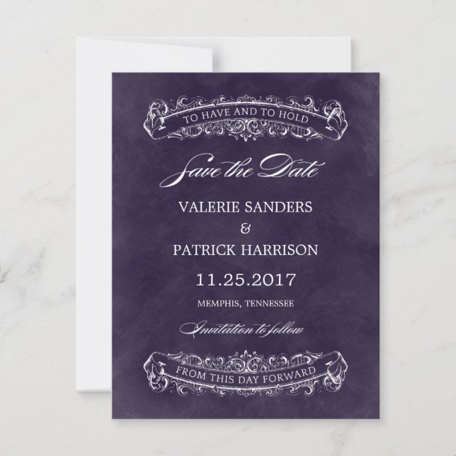 Save The Date Mariage Rustique Chic Enregistrer La Date - Violet (Devant)