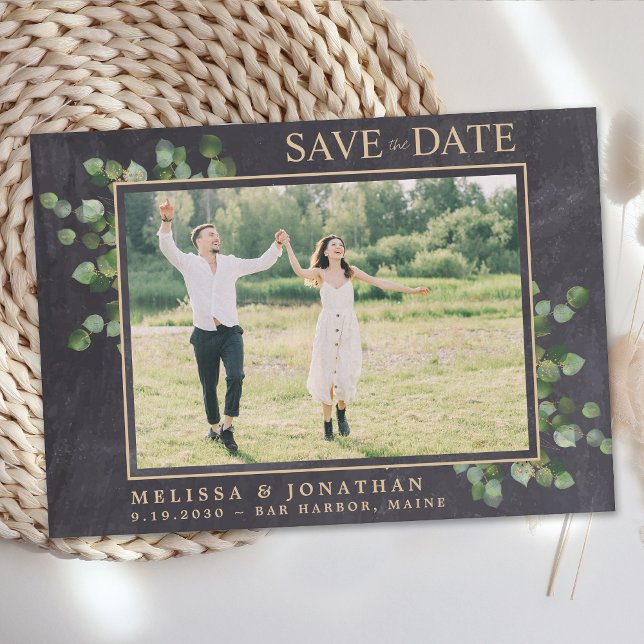 Save The Date Mariage rustique Custom Eucalyptus Green Photo (Créateur téléchargé)