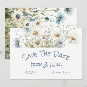 Save The Date Mariage rustique Daisées & Faded Denim