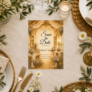 Save The Date Mariage rustique dans une grange intérieure