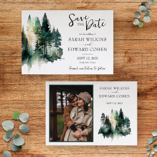 Save The Date Mariage rustique de la forêt d'aquarelle Enregistr