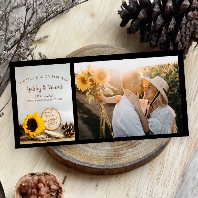 Save The Date Mariage rustique de Tournesol en bois Enregistrer  (Créateur téléchargé)