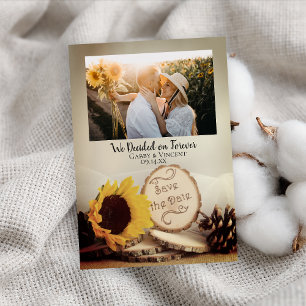 Save The Date Mariage rustique de Tournesol en bois Enregistrer 