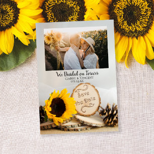 Save The Date Mariage rustique de Tournesol en bois Enregistrer 