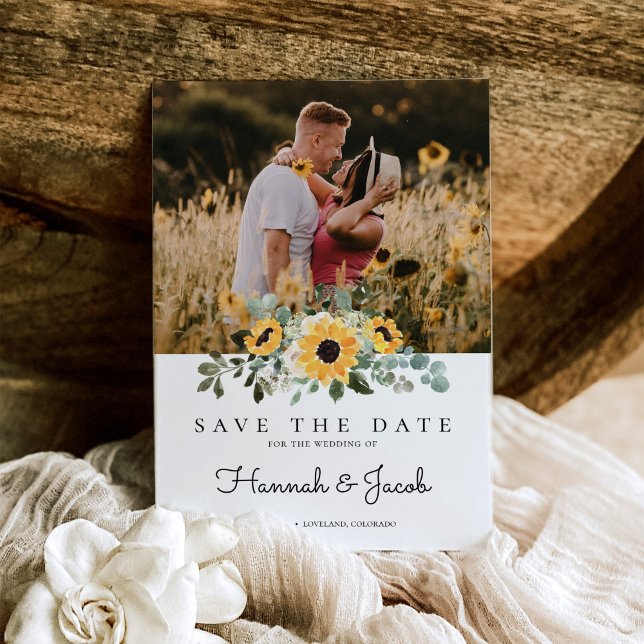 Save The Date Mariage rustique de tournesol Eucalyptus (Créateur téléchargé)