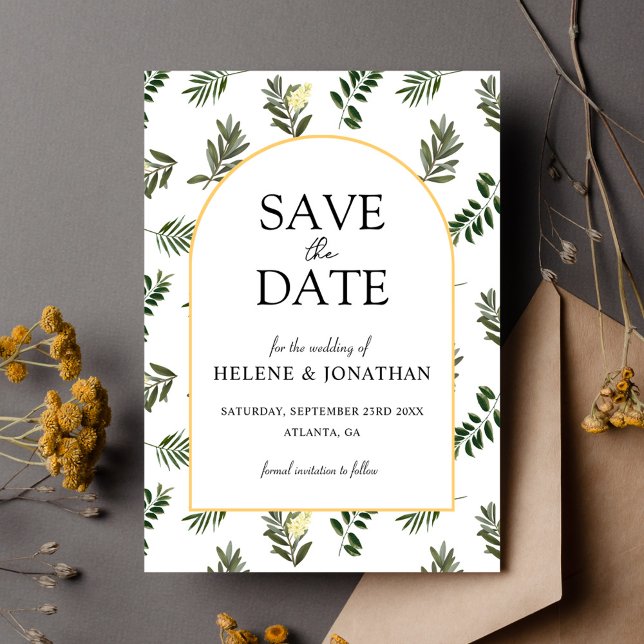 Save The Date Mariage rustique moderne et élégant (Modern Rustic Botanical Elegant Wedding Save The Date)