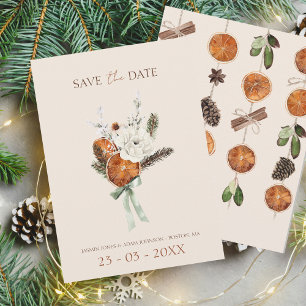 Save The Date Mariage Rustique Orange Slices Fleurs blanches