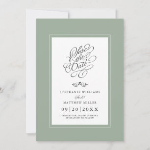 Save The Date Mariage Sage Green Calligraphie Imprimable numériq