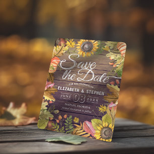 Save The Date Mariage Sauvegarder La Date Automne Feuilles Bois 