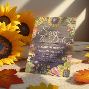 Save The Date Mariage Sauvegarder La Date Automne Feuilles Bois