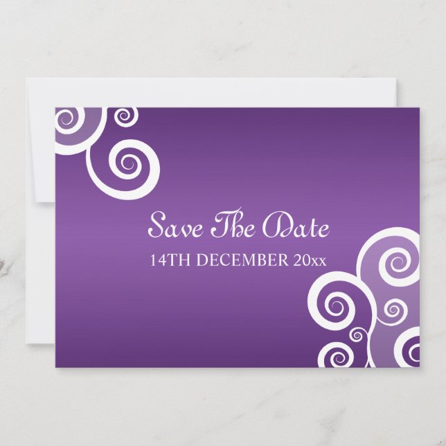 Save The Date Mariage Sauvegarder La Date Blanche Frappe Violet (Devant)