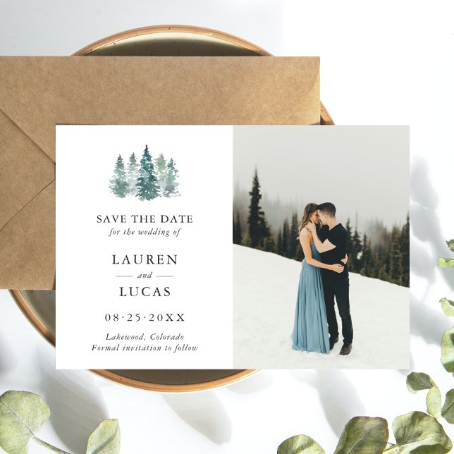 Save The Date Mariage Sauvez la date Pins rustiques photo (Créateur téléchargé)