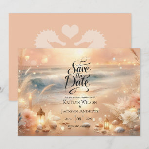 Save The Date Mariage Seaside Sparkle et Sunset Dreams
