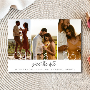 Save The Date Mariage simple à trois photos Enregistrer la date