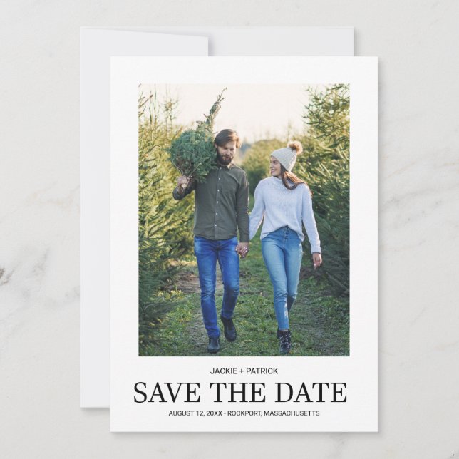Save The Date Mariage simple de photo et de typographie (Devant)