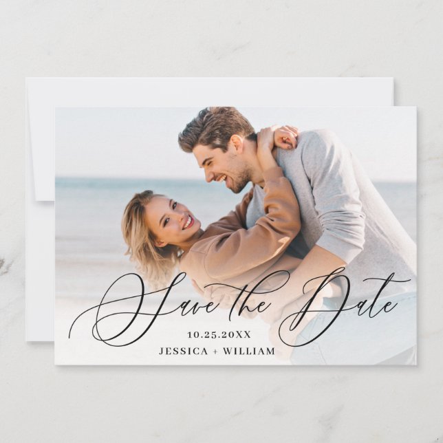 Save The Date Mariage simple et élégant 2 PHOTO (Devant)