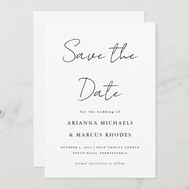 Save The Date Mariage simple et moderne Enregistrer la date (Devant / Derrière)