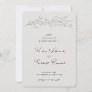 Save The Date Mariage simple gris non photo élégant