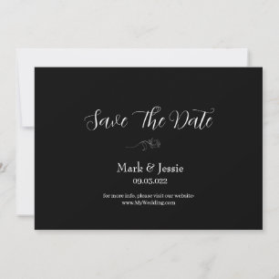 Save The Date Mariage simple noir et blanc ROE