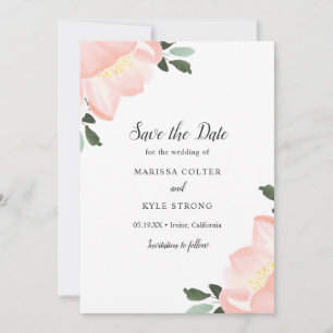 Save The Date Mariage simple rose rose floral élégant
