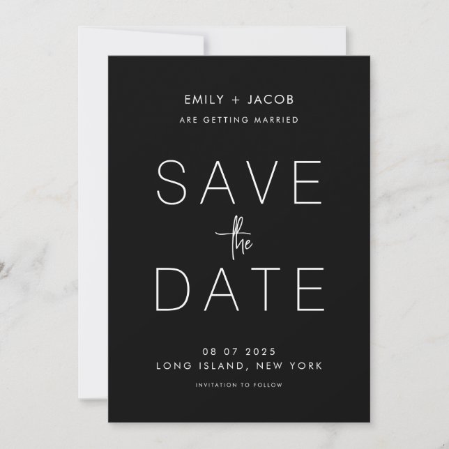 Save The Date Mariage simple sans photo minimal Enregistrer la d (Devant)