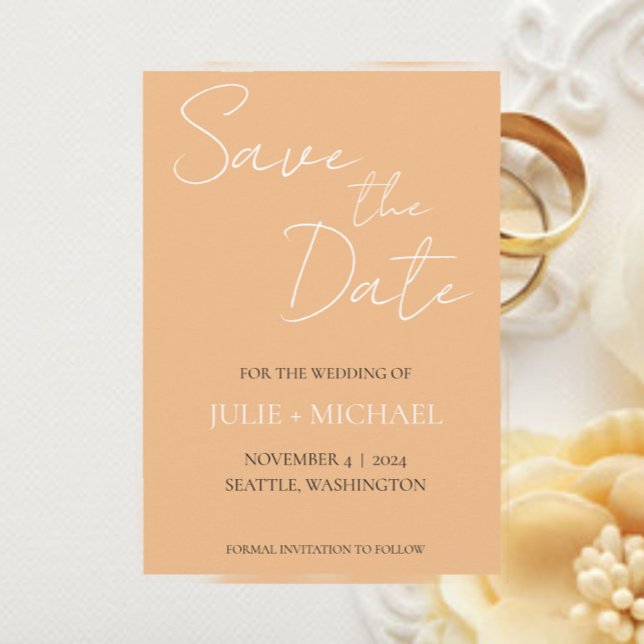 Save The Date Mariage Simple Style Peach (In Situ Wedding)