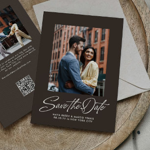 Save The Date Mariage simple tendance écriture manuscrite brun r