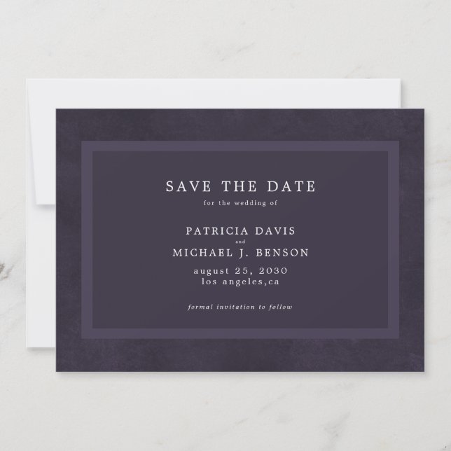 Save The Date Mariage simple violet élégant (Devant)