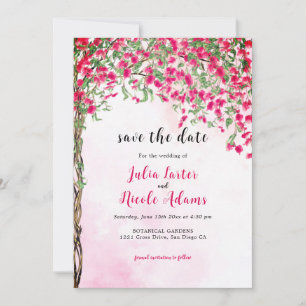 Save The Date Mariage sous la forêt tropicale de bougainvillées