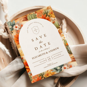 Save The Date Mariage sous une arche florale du désert
