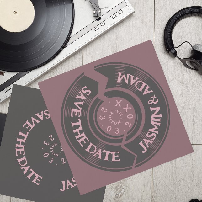 Save The Date Mariage Super Retro Purple Vinyl Record (Créateur téléchargé)