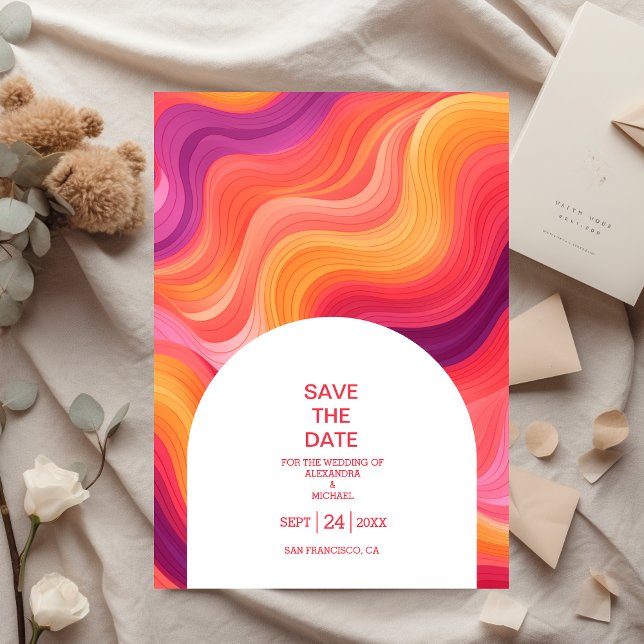 Save The Date Mariage super Retro Rose et Orange Arch (Créateur téléchargé)