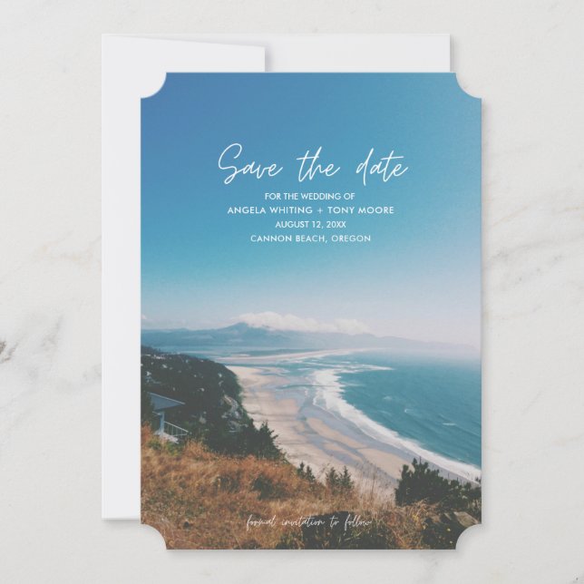 Save The Date Mariage sur la plage côtière Économisez la date (Devant)