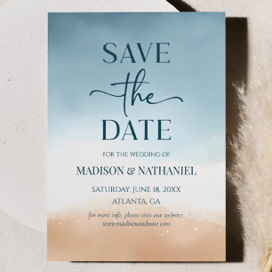 Save The Date Mariage sur la plage de sable au bord de l'océan b
