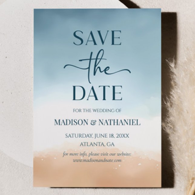 Save The Date Mariage sur la plage de sable au bord de l'océan b (Créateur téléchargé)