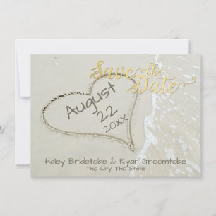Save The Date Mariage sur la plage Heart in Sand