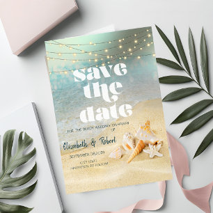 Save The Date Mariage sur la Plage Lumières de Coquillages Enreg