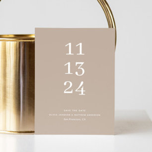Save The Date Mariage Taupe Poussiéreux   Moderne Neutre Minimal