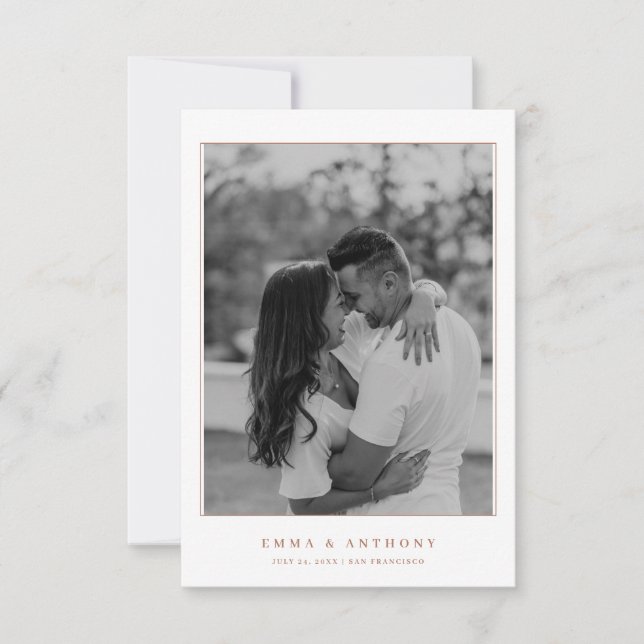 Save The Date Mariage Térracotta Monogramme Élégant (Devant)