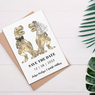 Save The Date Mariage Thème Dinosaure Vert