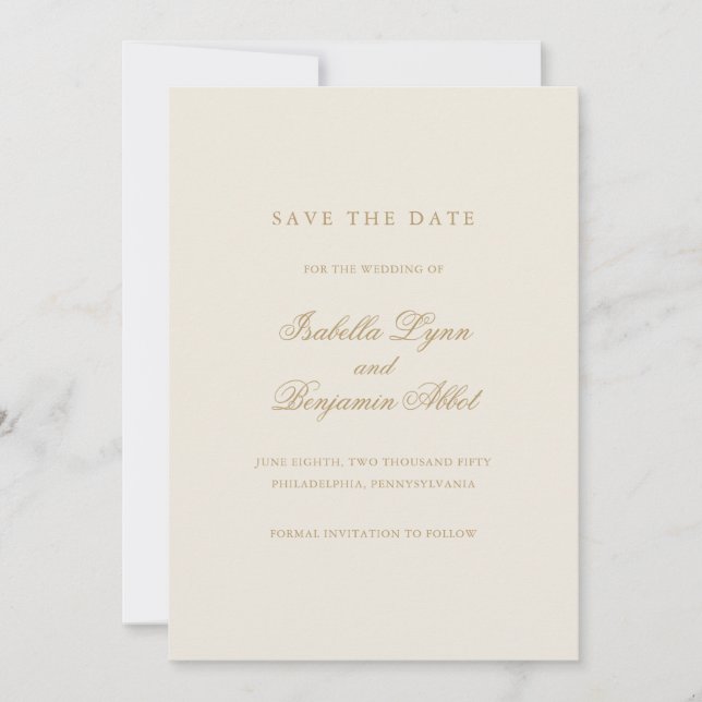Save The Date Mariage traditionnel ivoire élégant (Devant)