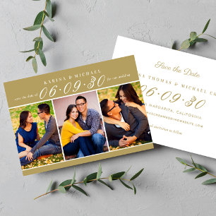 Save The Date Mariage Trois Photos Collage Or Antique