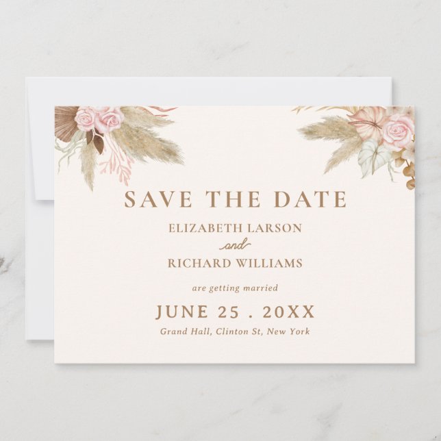 Save The Date Mariage Tropical Bohème Moderne Exotique (Devant)